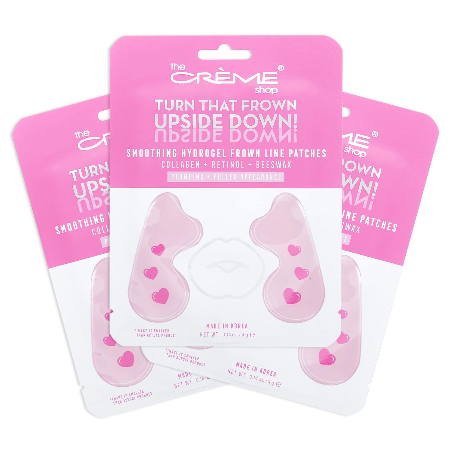The Crme Shop Hydrogel Frown Line Patches, Face Patches for Wrinkles, Frown Line Patches with Collagen, Retinol and Beeswax, Hydrogel Pads - 3 Pack