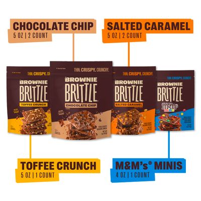 Brownie Brittle - Variety Pack Thin and Crispy Sweet Snacks (Pack of 6, 5 oz), Rich Gourmet Brownie Bites Dessert