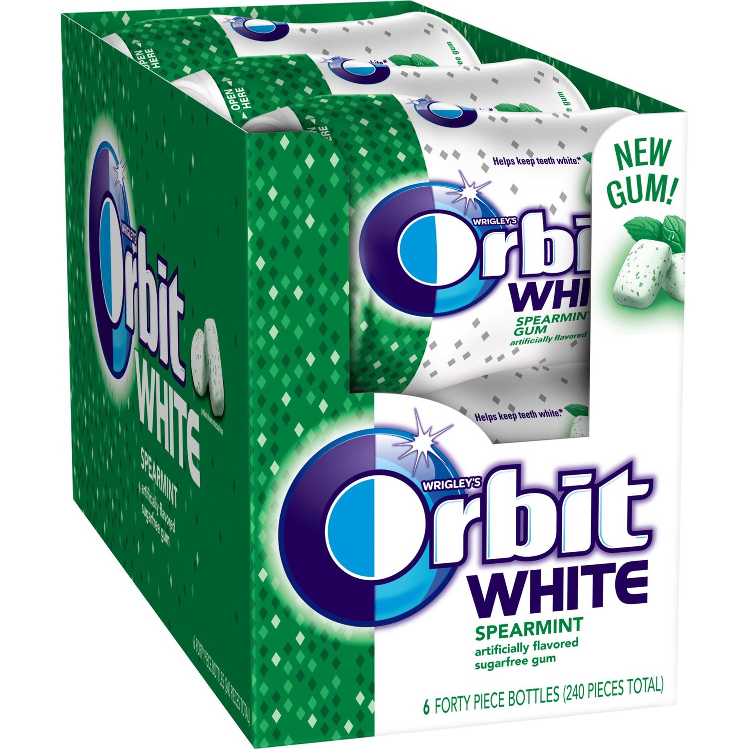 Orbit White Spearmint Sugar Free Chewing Gum, 40 Count (Pack of 6)