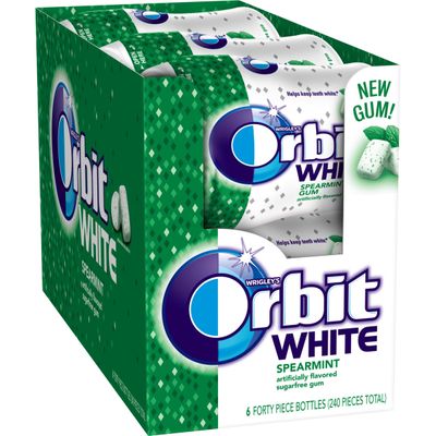 Orbit White Spearmint Sugar Free Chewing Gum, 40 Count (Pack of 6)