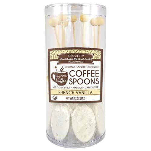 Melville Candy Gourmet Coffee Spoons - Naturally Flavored Stirrers for Beverages - Sweetened French Vanilla, 8 Count