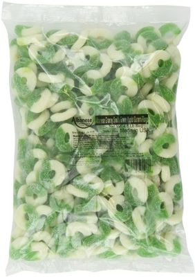 Albanese Confectionery Gummi Ring Sour Apple Green &amp; White, 4.5 Pound