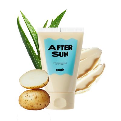 ooah seoul AFTER SUN Soothing Face Mask with Potato, Pink Aloe &amp; Centella Korean Skincare for Sun-Exposure Relief &amp; Cooling Deep Hydration &amp; Calming 120ml 4.05fl.oz
