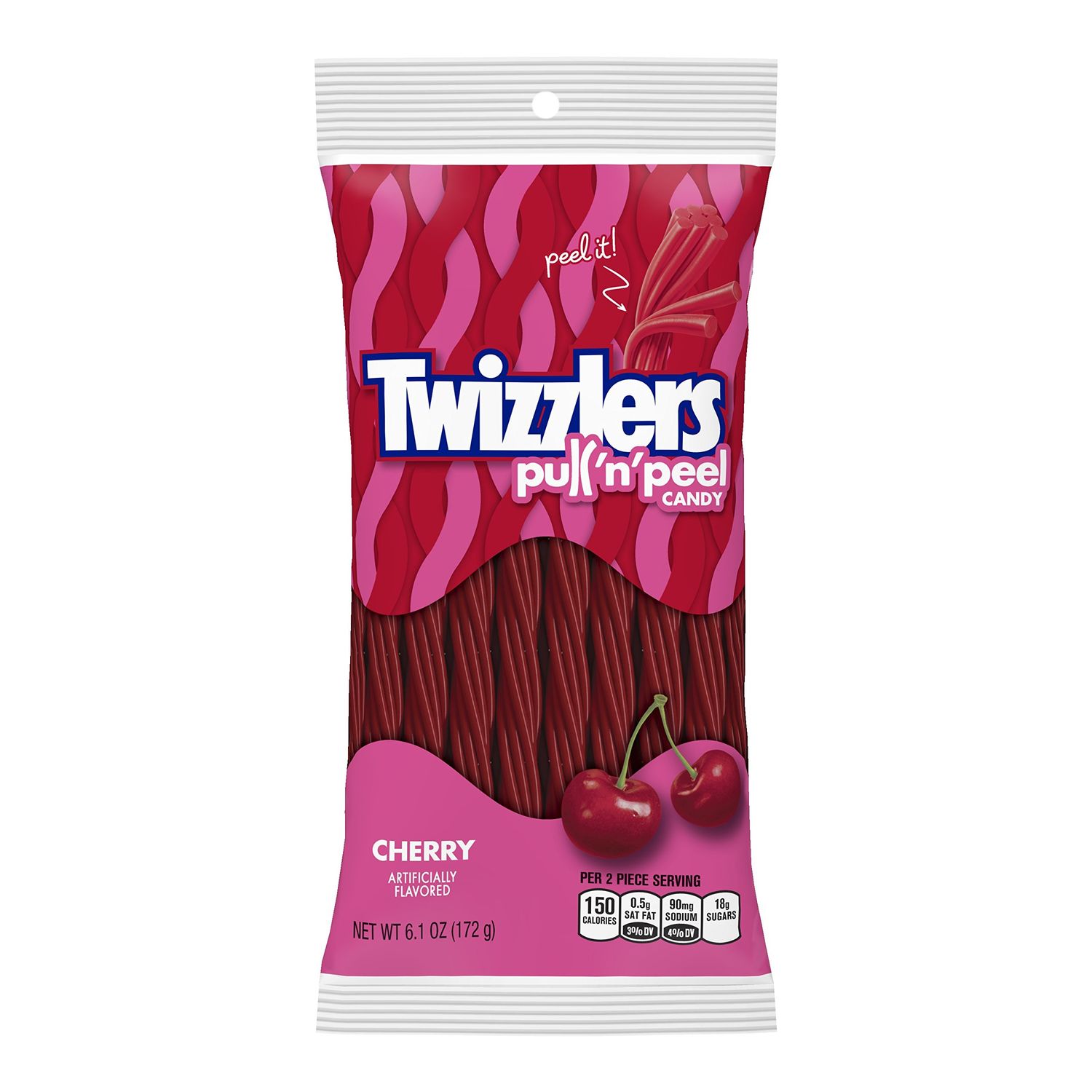 TWIZZLERS Pull &#39;n&#39; Peel Licorice Candy, Cherry, 6.1 Ounce