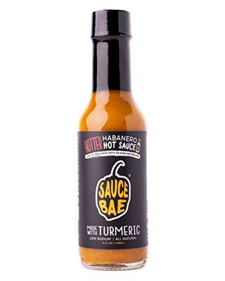 Sauce Bae Hotter Habanero All-Natural Hot Sauce, 5 fl oz - Hint of Sweetness with More Heat - Made of Pineapple, Turmeric &amp; Ghost Pepper - No Added Sugars or Artificial Ingredients