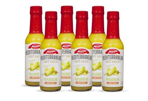 Mezzetta Mediterranean Peperoncini Hot Sauce, Medium Heat Non-GMO, Gluten Free 5 Fluid Ounce Jar (Pack of 6)