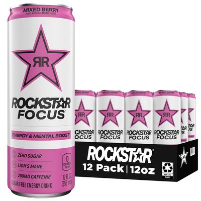 Rockstar Focus, Mixed Berry, 12 Fl Oz Cans (Pack of 12)