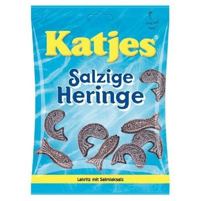 Katjes Salzige Heringe (salty herring shaped licorice) 7.05 ounce, 200 gram (pack of 4)