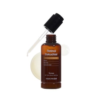 papa recipe Retinol Bakuchiol Serum, Anti-aging with Low Irritation, Reduce Wrinkles, Fine Lines, &amp; Signs of Aging, Dead Skin Cells, Gentle Daily Skincare, 30ml/2.3oz, Korean Skincare