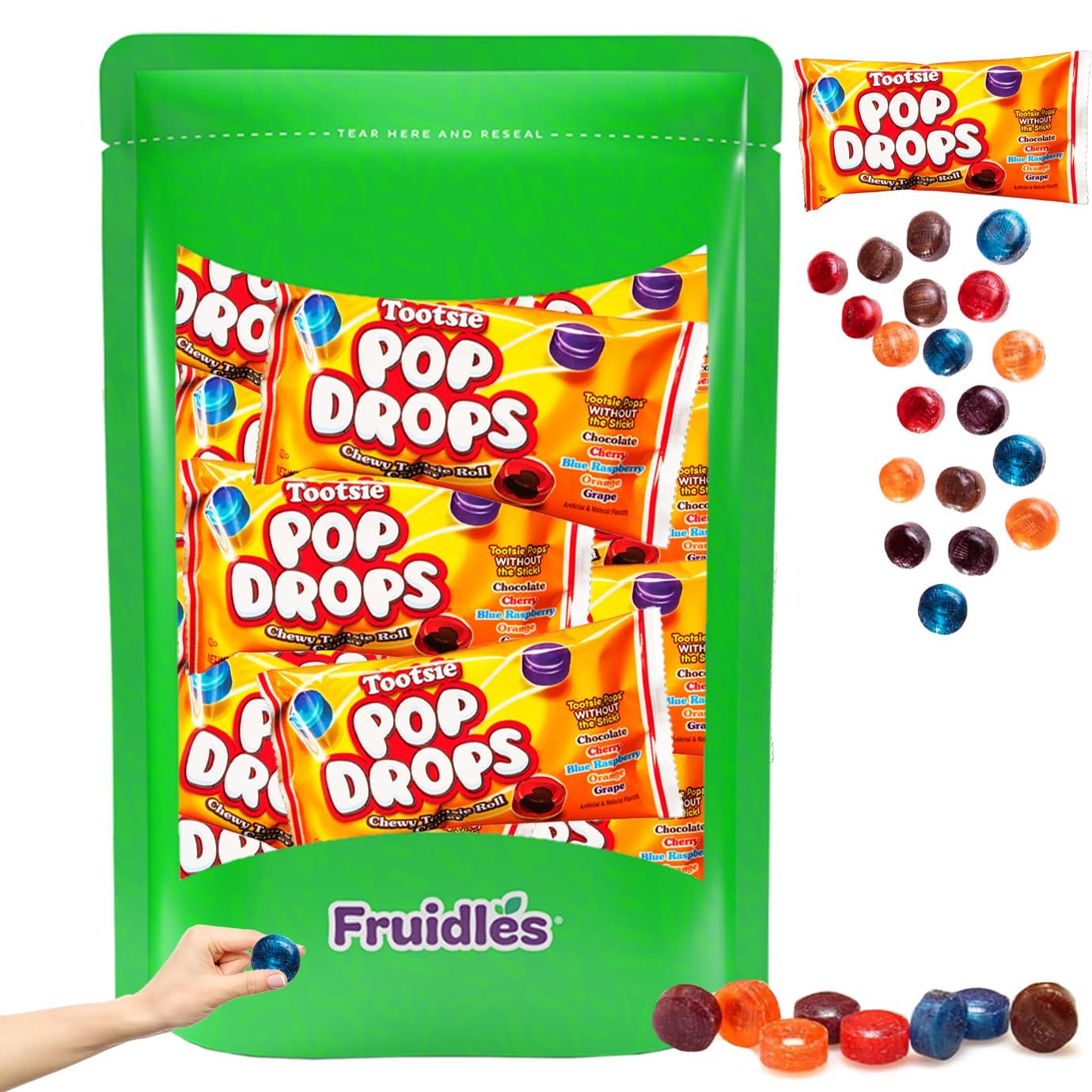 Fruidles Pop Drops With Chewy Roll Center, Party Favor, 2.25 oz Bag (3-Pack)