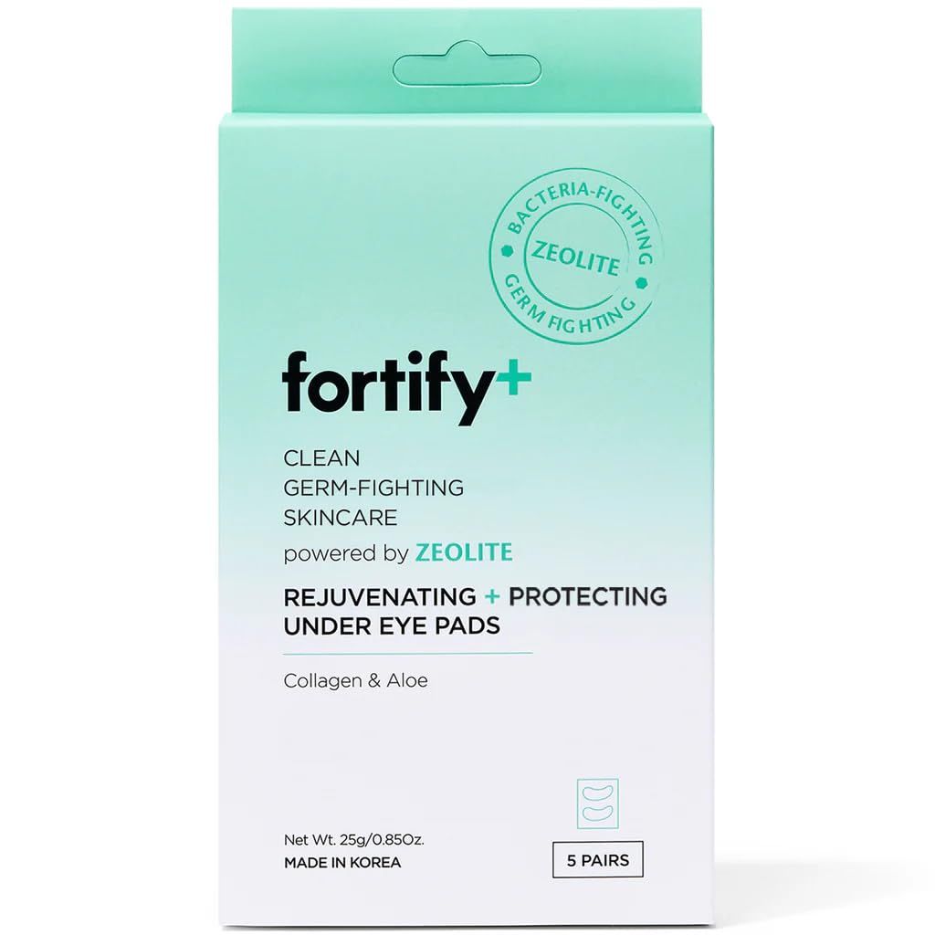 Fortify 9-in-1 Korean Under Eye Pads with Zeolite - Anti Dark Circles &amp; Puffy Eyes Treatment, Dermatologist Tested - Hydrating &amp; Anti-Aging Eye Patches - Natural Clean Beauty - 5 Pairs