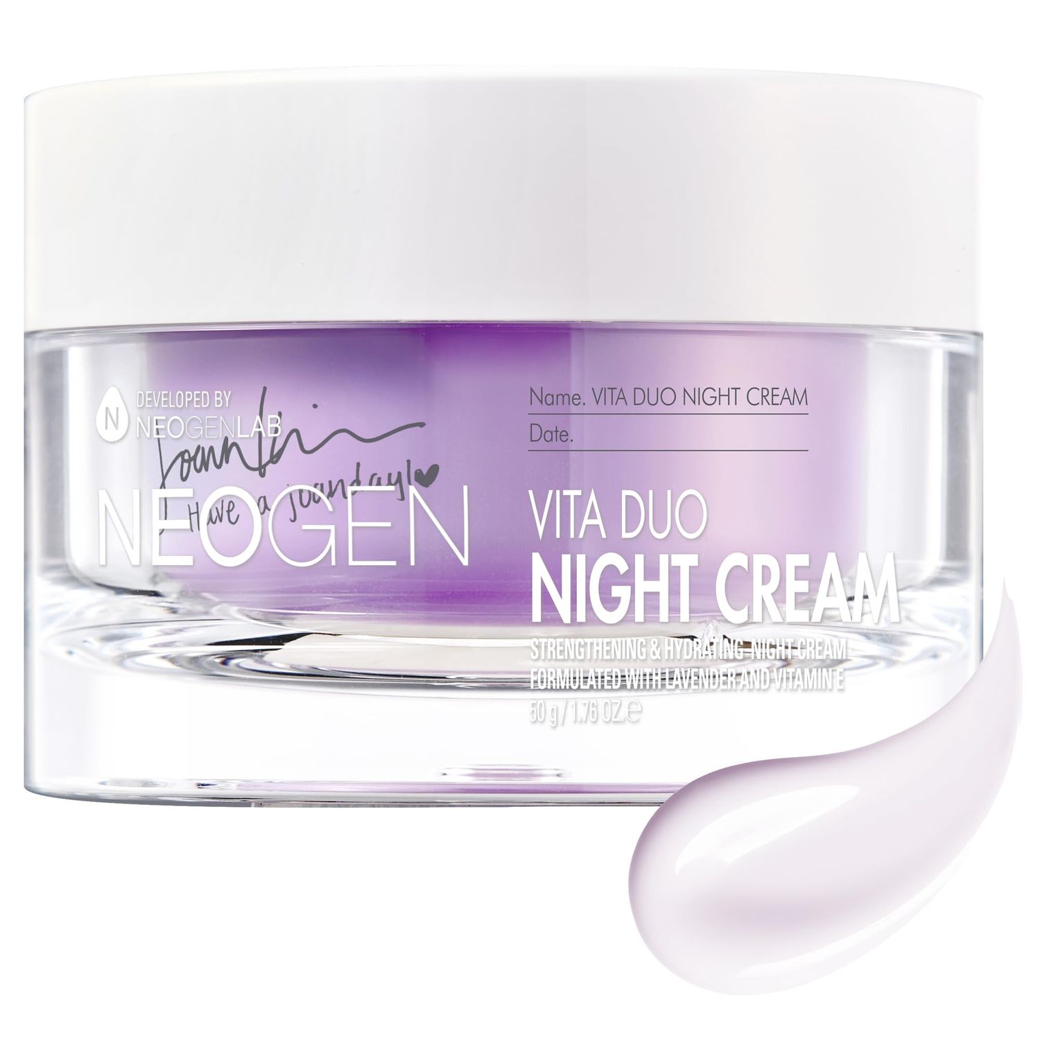 NEOGEN x JOAN KIM Vita Duo Night Cream (50 g / 1.76 Oz) - Hydrating &amp; Cooling &amp; Relaxing Night Cream with Vitamin E and Lavender - Korean Skin Care