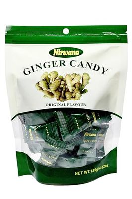 Nirwana Ginger Candy - Individually Wrapped for Nausea Relief, Freshness &amp; Motion Sickness Support - Bulk Candy for Travel, Pregnancy, and Everyday Enjoyment 125G/4.02 oz Original Flavour (1pack)