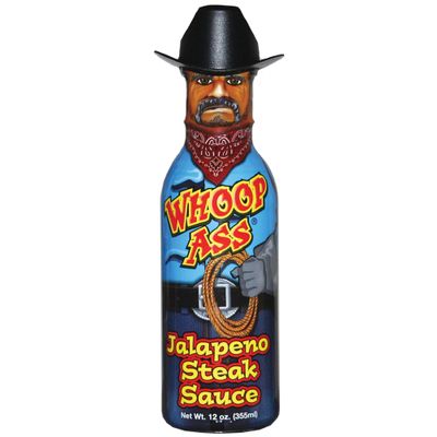 WHOOP ASS Cowboy Steak Sauce Jalapeno Hot Sauce - Cowboy Sauce by WHOOP - Try if you dare! - Perfect Gourmet Gift for the BBQ Sauce Fan
