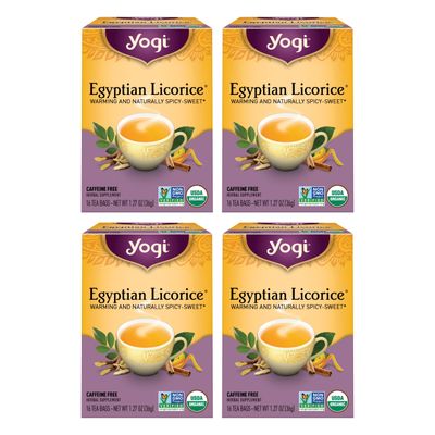 Yogi Tea Egyptian Licorice Tea - 16 Tea Bags per Pack (4 Packs) - Organic Licorice Tea Bags - Includes Licorice Root, Cinnamon Bark, Orange Peel, Ginger Root, Cardamom Pod &amp; More