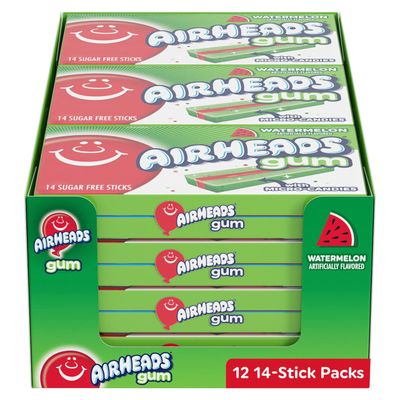 Airheads Watermelon Gum - 12 Count 14 Pcs each