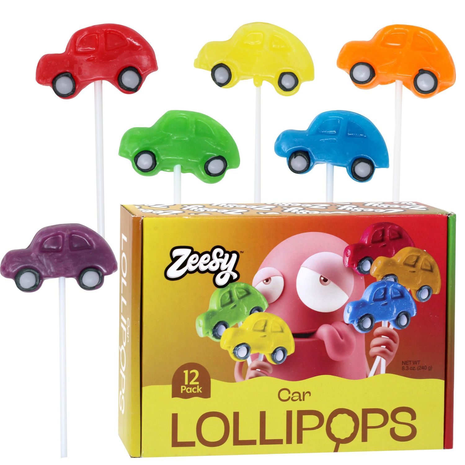 Car Shaped Lollipops Individually Wrapped- 12 Car Party Favors Candy Suckers for Car Birthday - Car Themed Party Favors