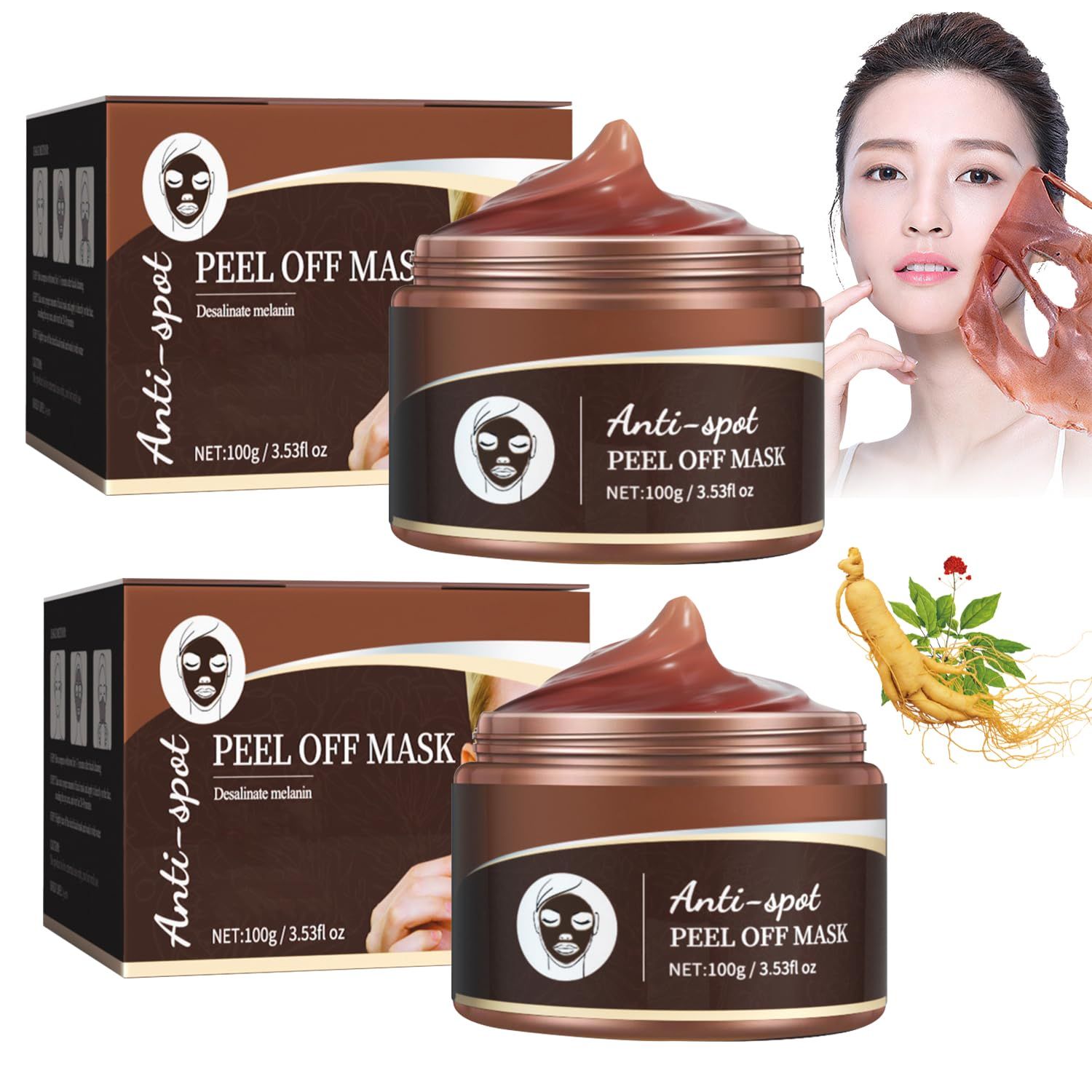 Nicgou Peel Off MaskAnti Aging Peel Off Mask Ginseng KoreanPro-Herbal Refining Peel-Off Facial MaskFor All Skin Types(2pcs)