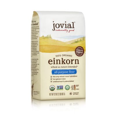 Jovial Organic Einkorn Unbleached All Purpose Flour - Bread Baking Flour for Sourdough, High Protein, Non-GMO, Organic Pizza &amp; Pasta, European Italian, Glyphosate Free - 32 Oz