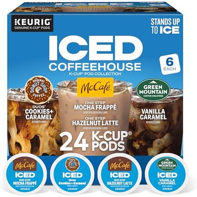 The Original Donut Shop K-Cup Iced Duos Cookies and Caramel Coffee - Compatible with Keurig Brewer - Medium - 24 / Box
