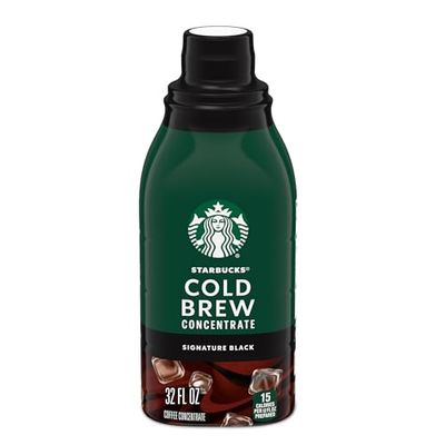 Starbucks Cold Brew Coffee Concentrate, Signature Black, 100% Arabica, Multi-Serve Bottle (32 Fl Oz)