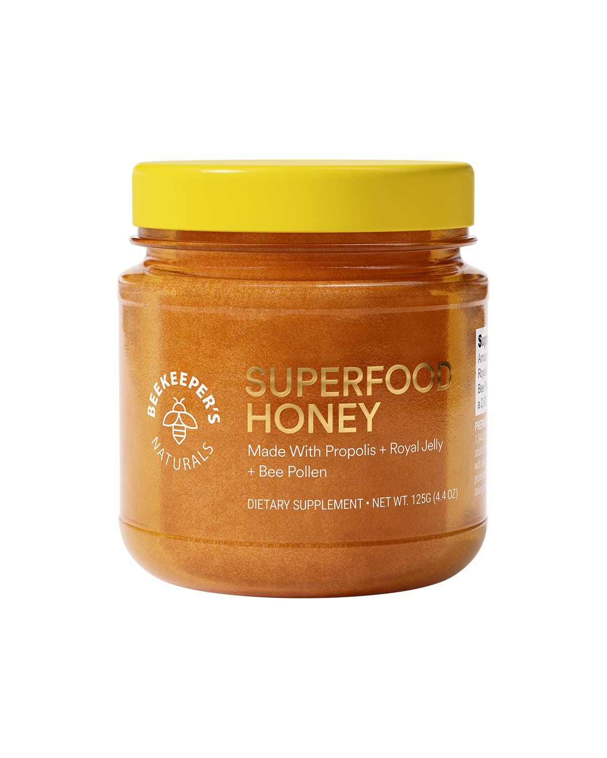 Superfood Honey by Beekeeper&#39;s Naturals - Bee Pollen, Royal Jelly, Propolis, Honey - Natural Energy, Immune Support, Mental Clarity, Athletic Performance (4.4 oz)