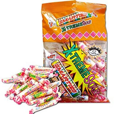 Smarties Sour X-Treme Sugar Candy Gluten Free Peanut Free Dairy Free Celiac Friendly Made by America&#39;s Favorite Bulk Candy Individually Wrapped Halloween Treat - 5 oz Bag (Pack of 3)