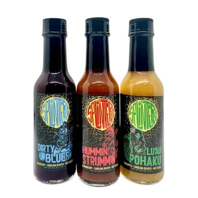 The Splintered Sauce Hot Sauce Trio - Carolina Reaper Variety Pack with Luscious Fruit Pairings- Blueberry - Strawberry - Pineapple - Perfect for Dipping, Dressing, and Spicing Up Your Meals!