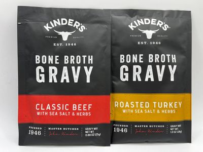 Generic Kinders Original Bone Broth Gravy: Roaster Turkey &amp; Classic Beef, 1 oz packets with Sea Salt and Herbs