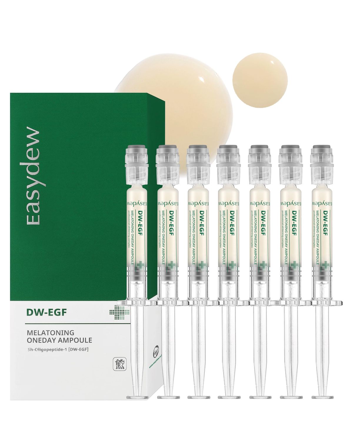 EASYDEW DW-EGF Melatoning One-Day Ampoule - Dark Spot Correcting Korean Facial Serum for Uneven Skin Tone &amp; Dull Skin with EGF, Glutathione, Niacinamide - Age Defying Skincare, 0.03fl oz x 7ea