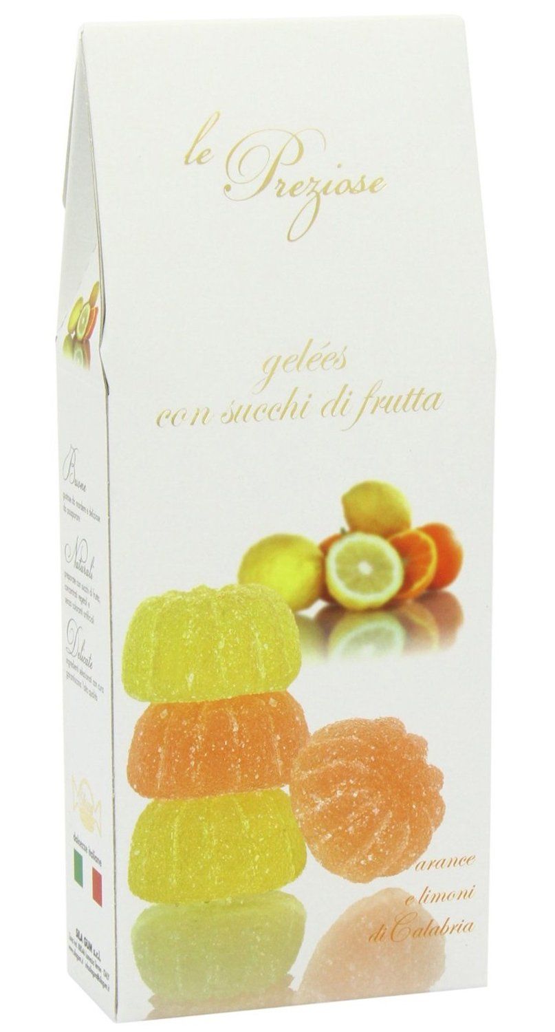 Le Preziose Italian Fruit Jelly Sweets with Fruit Juice 7.9oz (Orange &amp; Lemon)