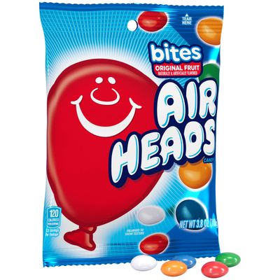 Airheads Candy, Bites, Assorted Fruit Flavor, Non Melting, Party, Pantry, 3.8 oz Bag, Box of 12 Bags