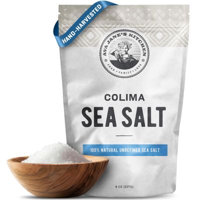 AVA JANE&#39;S KITCHEN - Colima Coarse Sea Salt - 100% Unrefined, Natural, and Hand-Harvested - Protects Heart - Shapes Figure - Boosts Mood, 227 Servings