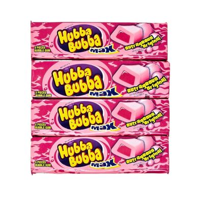 (Pack of 4) Hubba Bubba gum, Outrageous Original Max Bubble Gum (5 pieces each, Total: 20 pieces)