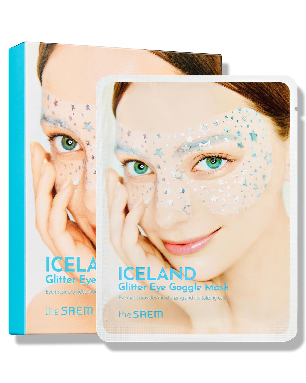 THESAEM Iceland Glitter Eye Goggle Mask - Refreshing &amp; Hydrating Korean Eye Mask Patch for Puffy Eyes - Vitamin &amp; Hyaluronic Acid - Tencel Hydrogel Sheet - Gift for Women 10ea