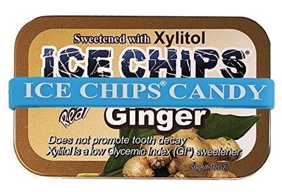 ICE CHIPS Xylitol Candy Tin (Ginger), Includes Blue Band as Shown 1.76 oz