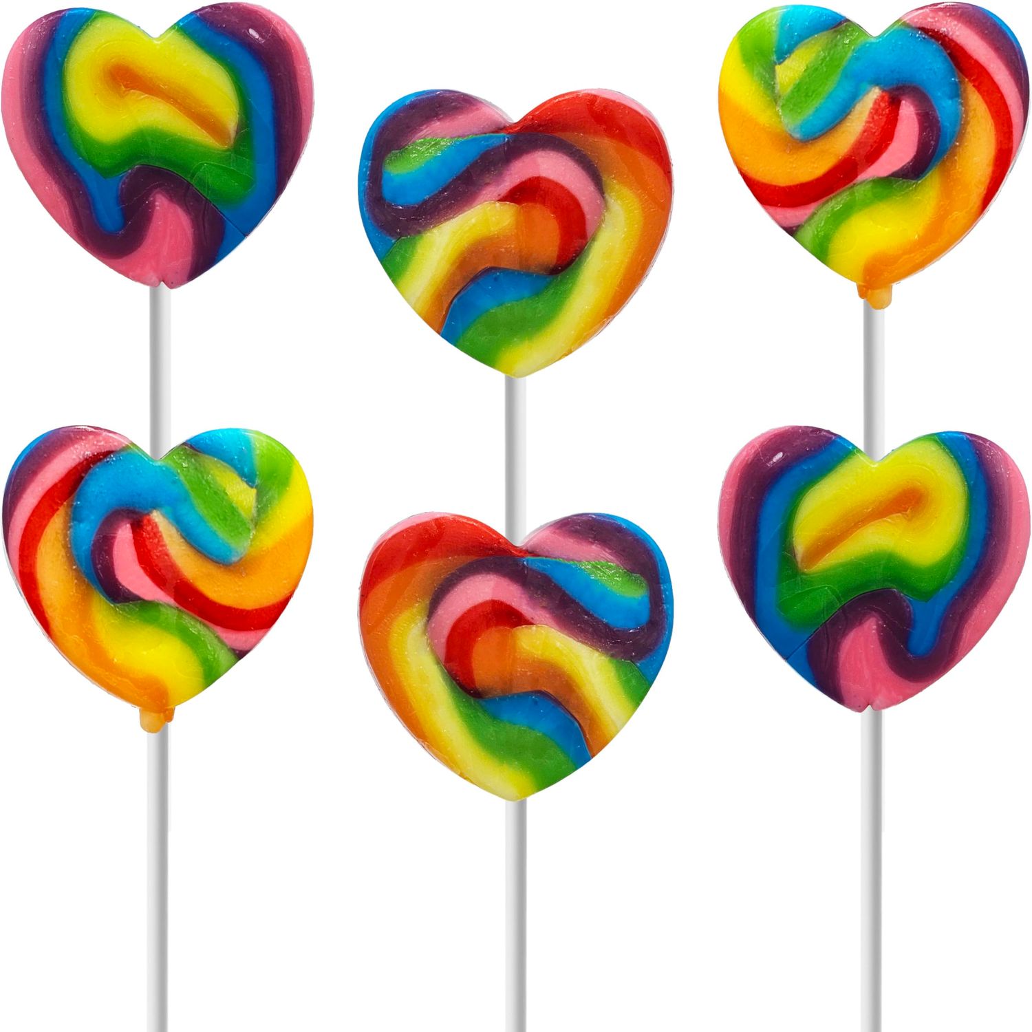 Fruidles Swirl Multicolor Heart Lollipop, Heart Design, Party Bag Fillers, Individually Wrapped, 12-Pack