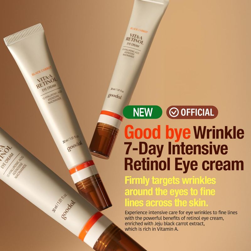 GOODAL Black Carrot Vita-A Retinol Eye Cream, Daily Cream for Under Eye, Smoothing Skin Care, K-Beauty, Korean Skincare