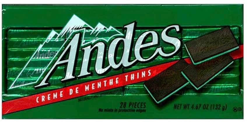 Andess Creme De Menthe Thin Mints - After Dinner Mints - Rectangular Chocolate Sandwich Mint Candies 4.67 Oz w/JS REDHOK DEALZ Sticker