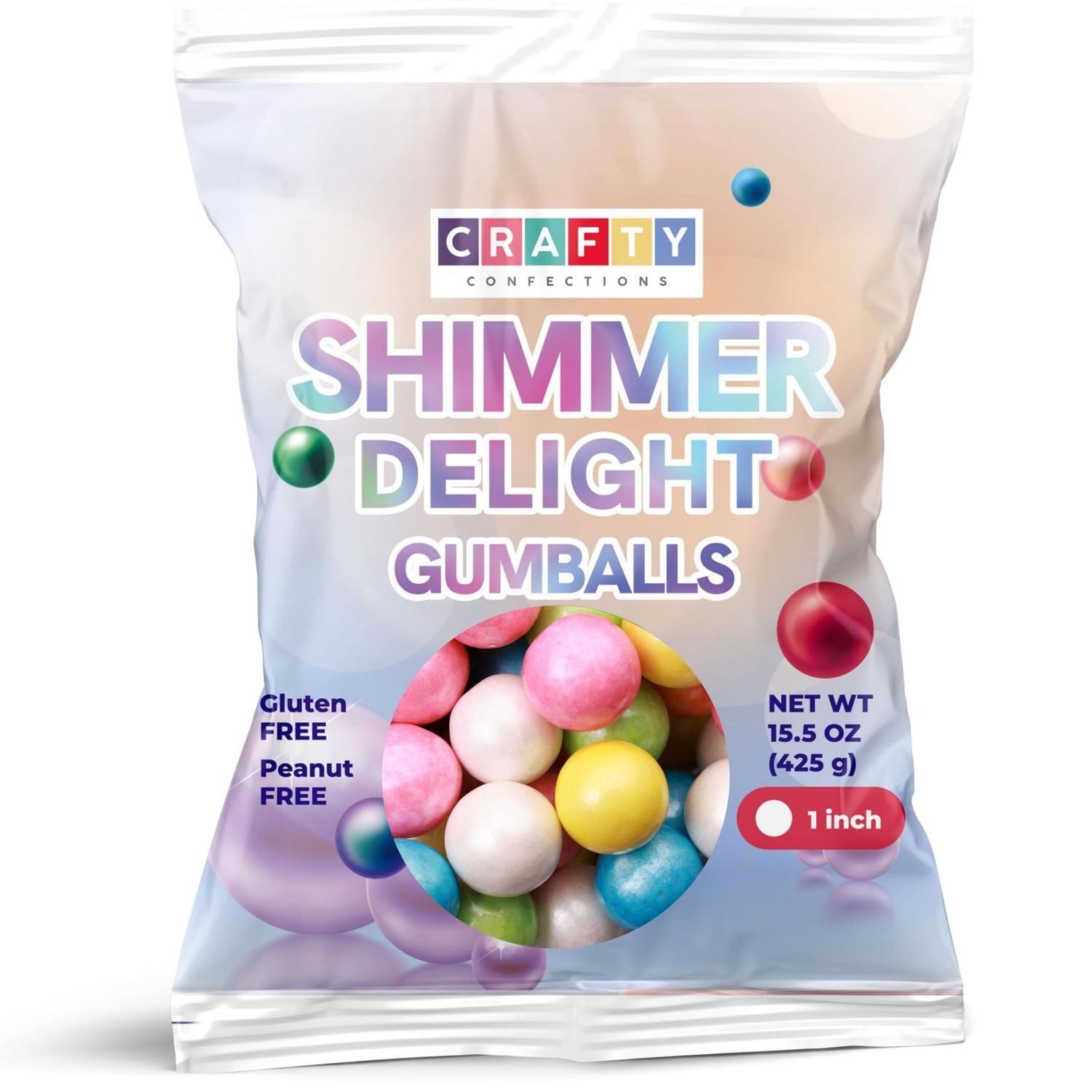 Gumballs for Gumball Machine - Shimmer Spring Mix 1 Inch Large Gumballs 55pcs - Baseball Softball Bubble Gum for Kids - Sweet Chewing Gum Balls in Bulk 15 OZ