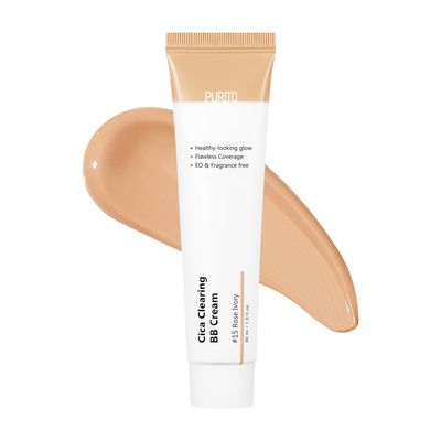 PURITO Cica Clearing BB Cream 15 Rose Ivory 1 fl.oz / 30ml, Vegan bb cream, foundation, cruelty free