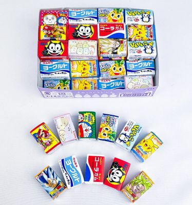 Japanese Various Bubble Chewing Gum Assorted Set, 60 Pieces,12.7oz, Kawaii Labels, Multiple Flavors, Yogurt, cola, soda, pineapple, strawberry, grape flavors, Japanese Candy Dagashi Box