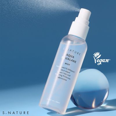 S.NATURE AQUA SQUALANE MIST, Vegan, Face Spray, Light-weight Face Moisturizer, Hydrating Mist for Glow Skin, Green Tea Extract for soothe skin, Korean Skincare (100ml, 3.38 fl oz.)