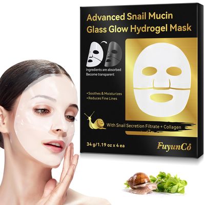 Advanced Snail Mucin Glass Glow Hydrogel Face Mask,Snail Mucin Serum Masks,Hydrating Collagen Face Masks Anti Wrinkle Deep Moisturizing Snail Mucin Masks Anti Aging for All Skin Types