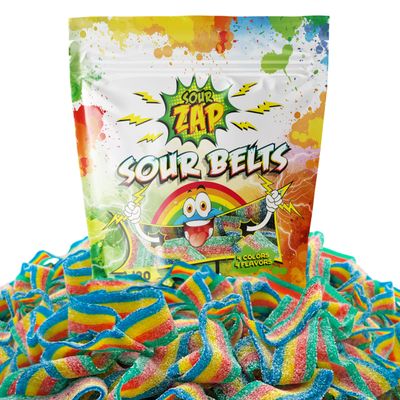 SourZap Sour Belts 8-Ounce Pack Gummy Candy Assorted Fruit Flavors