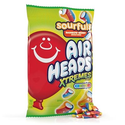 Airheads Xtremes Sour Rainbow Berry Chewy Candy Pieces Log Fruit Chew 6 Oz - 0073390009131