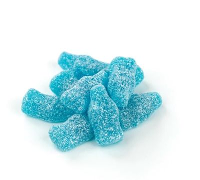Sour Blue Raspberry Mini Soda Bottles Gummy Candy (Sour Blue Raspberry, 2 Pound)