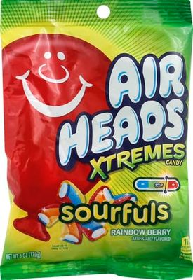 Airheads Xtremes Sour Rainbow Berry Chewy Candy Pieces Log Fruit Chew 6 Oz - 0073390009131