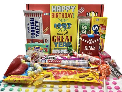 RETRO CANDY YUM 1957 68th Birthday Gift Box of Nostalgic Retro Candy Assortment for 68 Year Old Man or Woman Born 1957 Jr