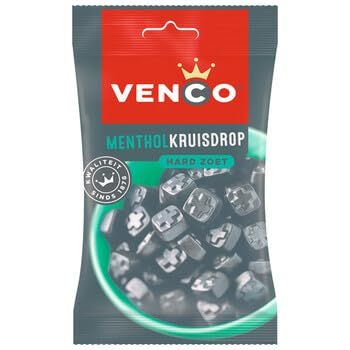 Venco Dutch Black Menthol Licorice (Menthol Kruisdrop) Hard Sweet 120g 4.23 ounce